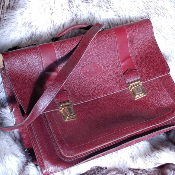 Quo Vadis Burgandy Leather Briefcase/Shoulder Bag